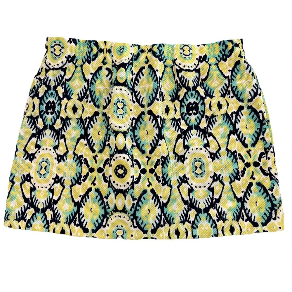 Cappagallo Skort Womens XL Blue Yellow Print Elastic‎ Waist Lined Shorts - Picture 5 of 9